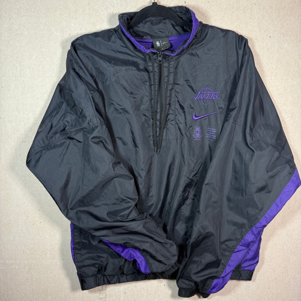 Nike Lakers Windbreaker Jacket 1/4 Zip Pullover Los Angeles NBA Black Purple